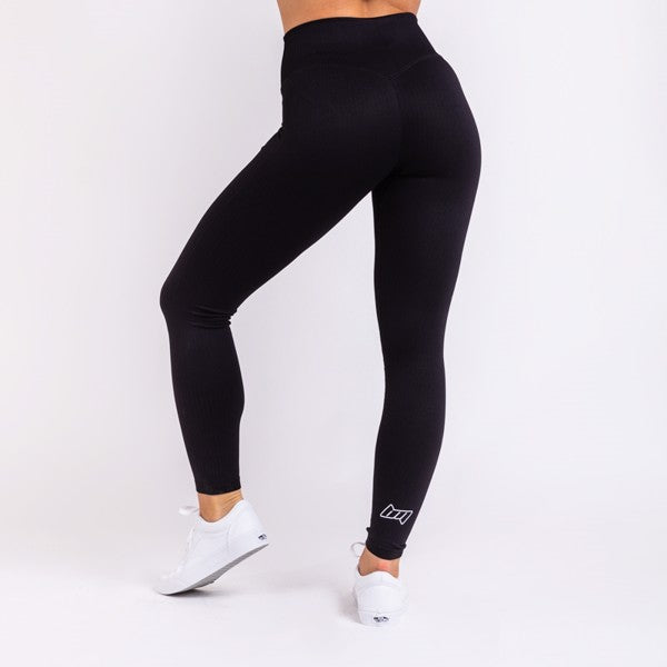 BM Seamless Ribbed High Waist Tights Black