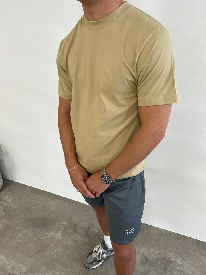 Mens Basic Tee Oversized Beige