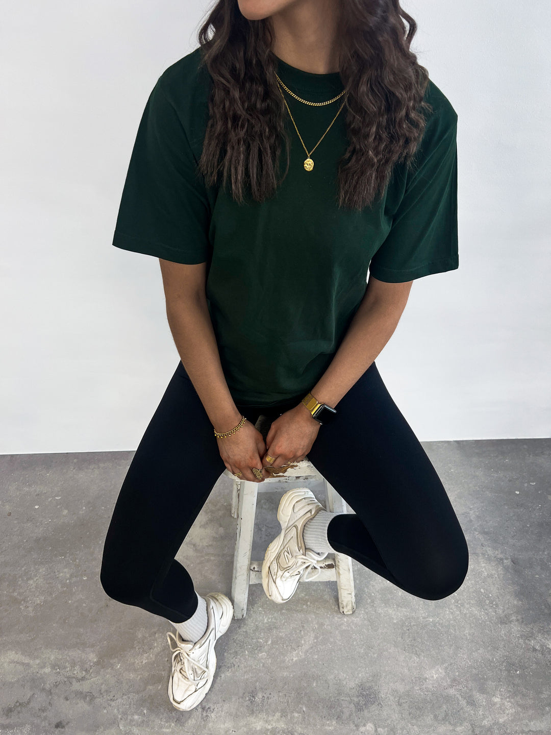 Womens Basic Tee Oversized Bottle Green