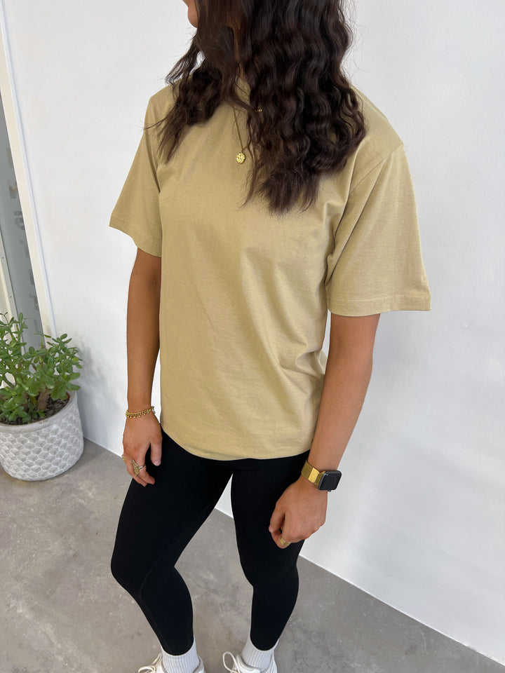 Womens Basic Tee Oversized Beige