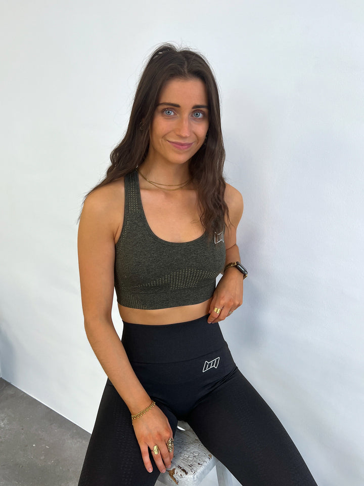 BM Seamless Racer Back Sports Bra Dark Green