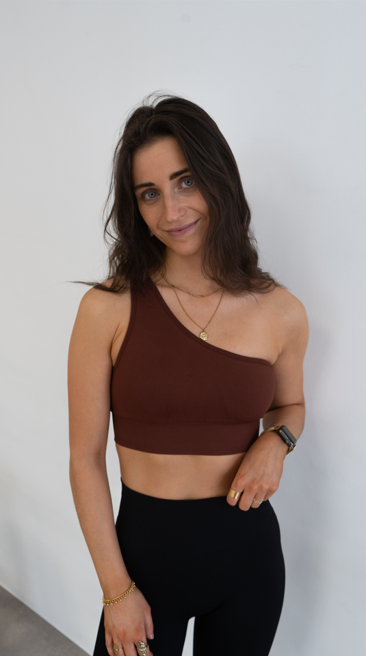 Signature One Shoulder Bra Maroon