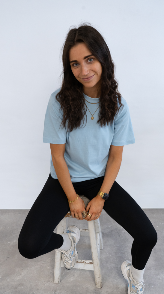 Womens Basic Tee Oversized Sky Blue