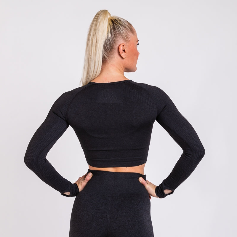 BM Seamless Long Sleeve Cropped Top Dark Grey